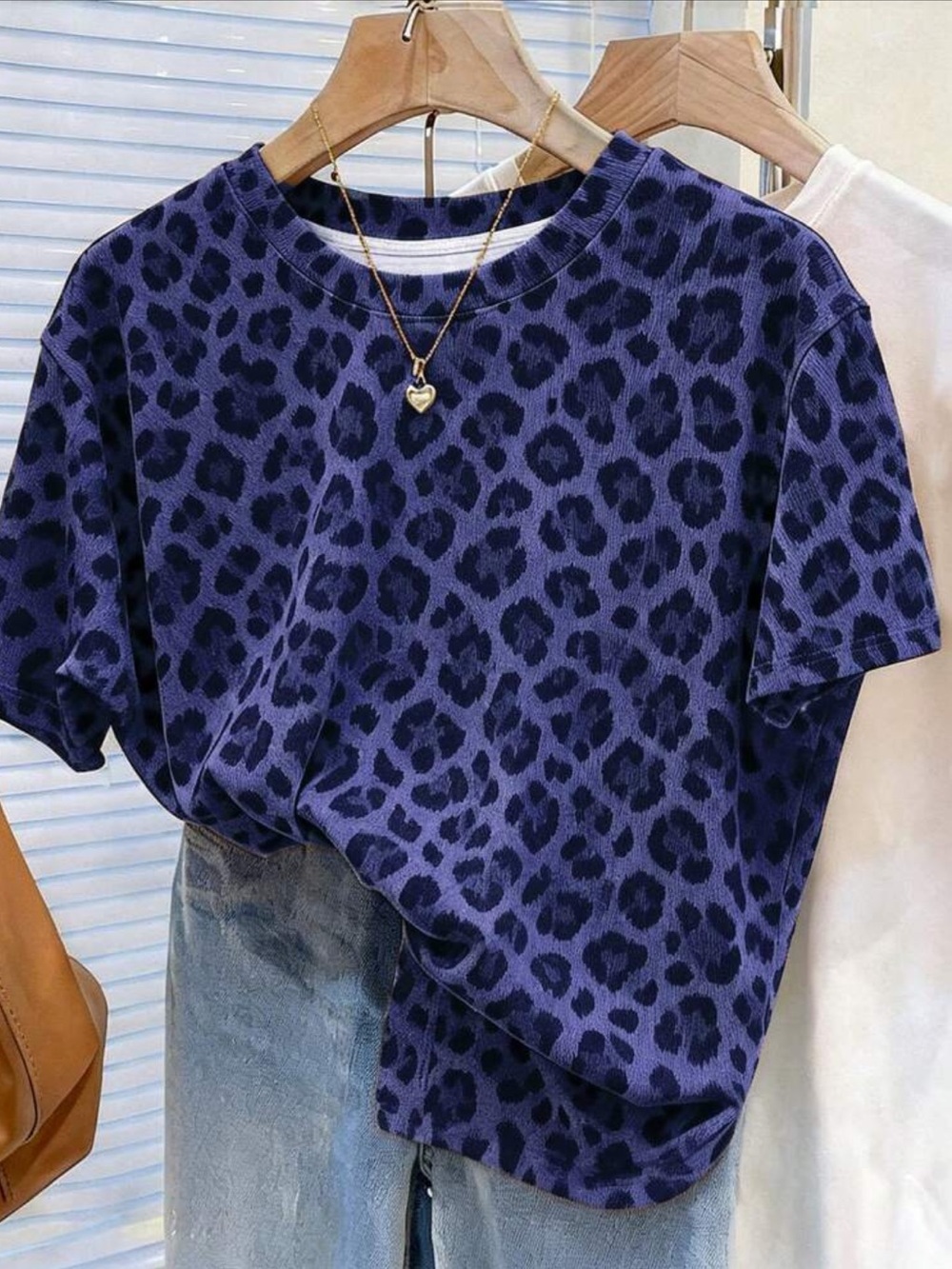 Women’s Purple/Blue Leopard Print Short Sleeve Tee